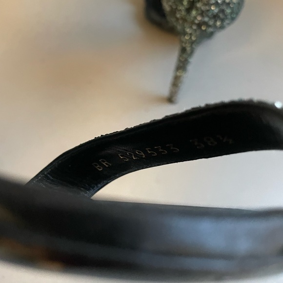 SAINT LAURENT Glitter Amber 105 Ankle Strap Sandals - Picture 7 of 11